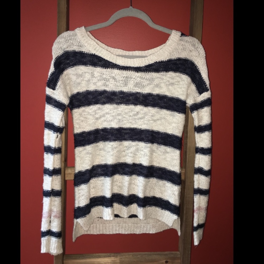 Navy blue and cream sweater